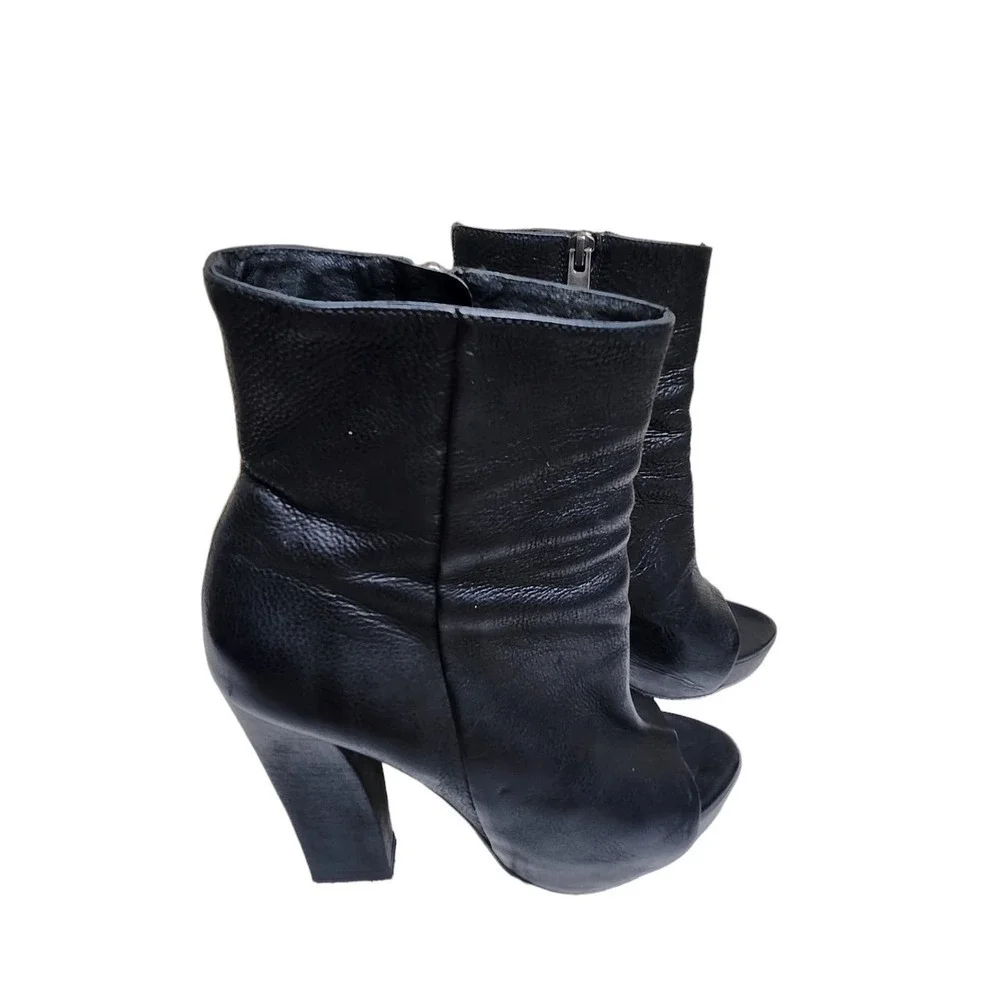 Allsaints women's black leather peep toe platform ankle booties 6.5M - Picture 2 of 10